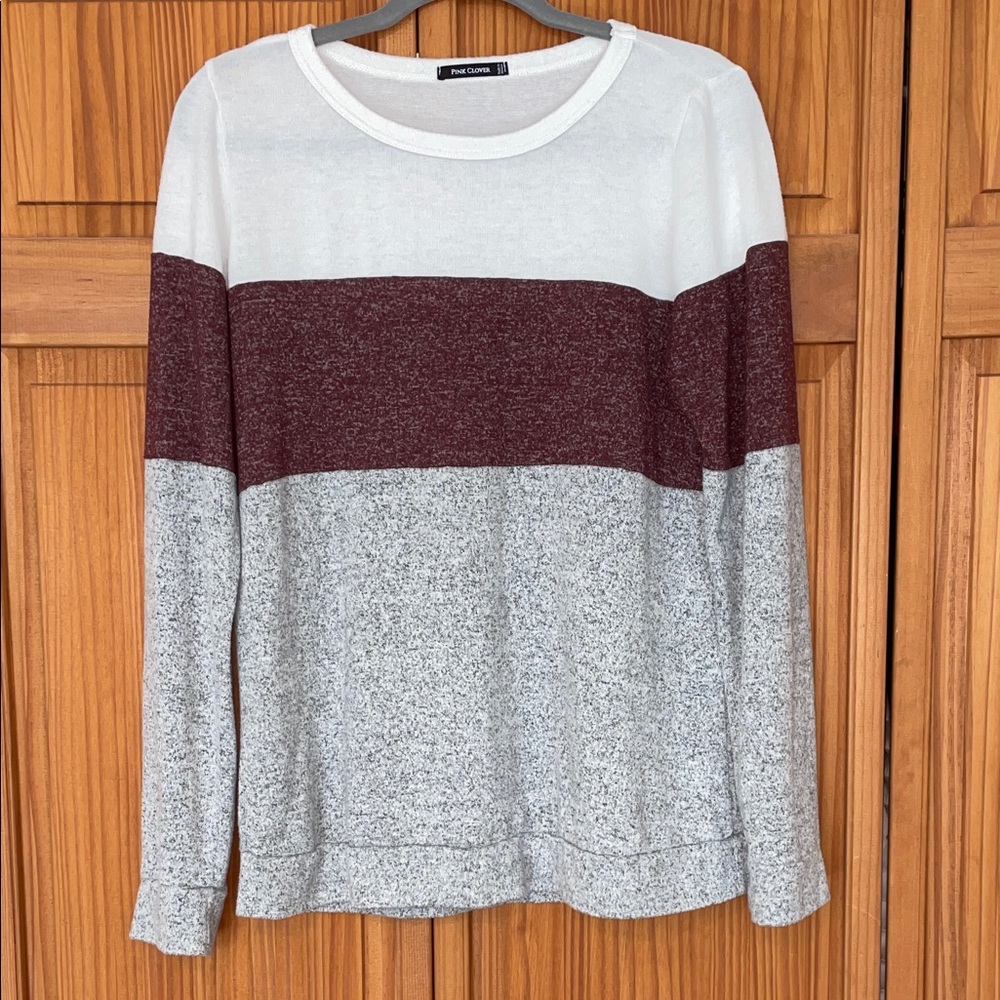 Pink Clover Soft White Sweater